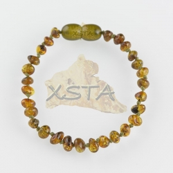 Amber teething bracelet baroque dark green polished